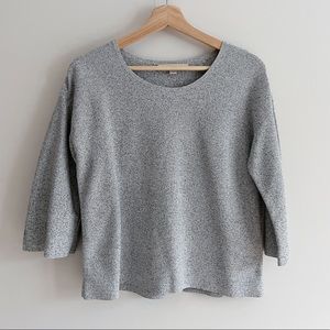 LOFT｜NWOT 3/4 Wide Sleeve Crew Neck Top in Heather Grey Sz S
